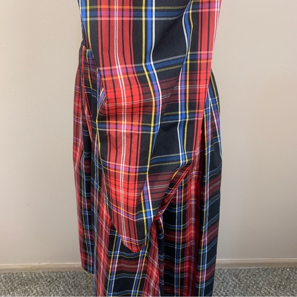 Draper James RSVP Smocked Plaid Check Puff Sleeve Tiered Midi Dress - Picture 10 of 14